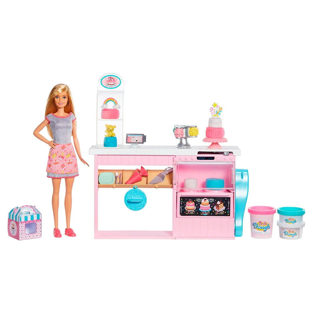 Barbie y su pastelería, muñeca con cocina y accesorios, juguete multicolor para niños y niñas de 3 - 9 años, (Mattel GFP59)